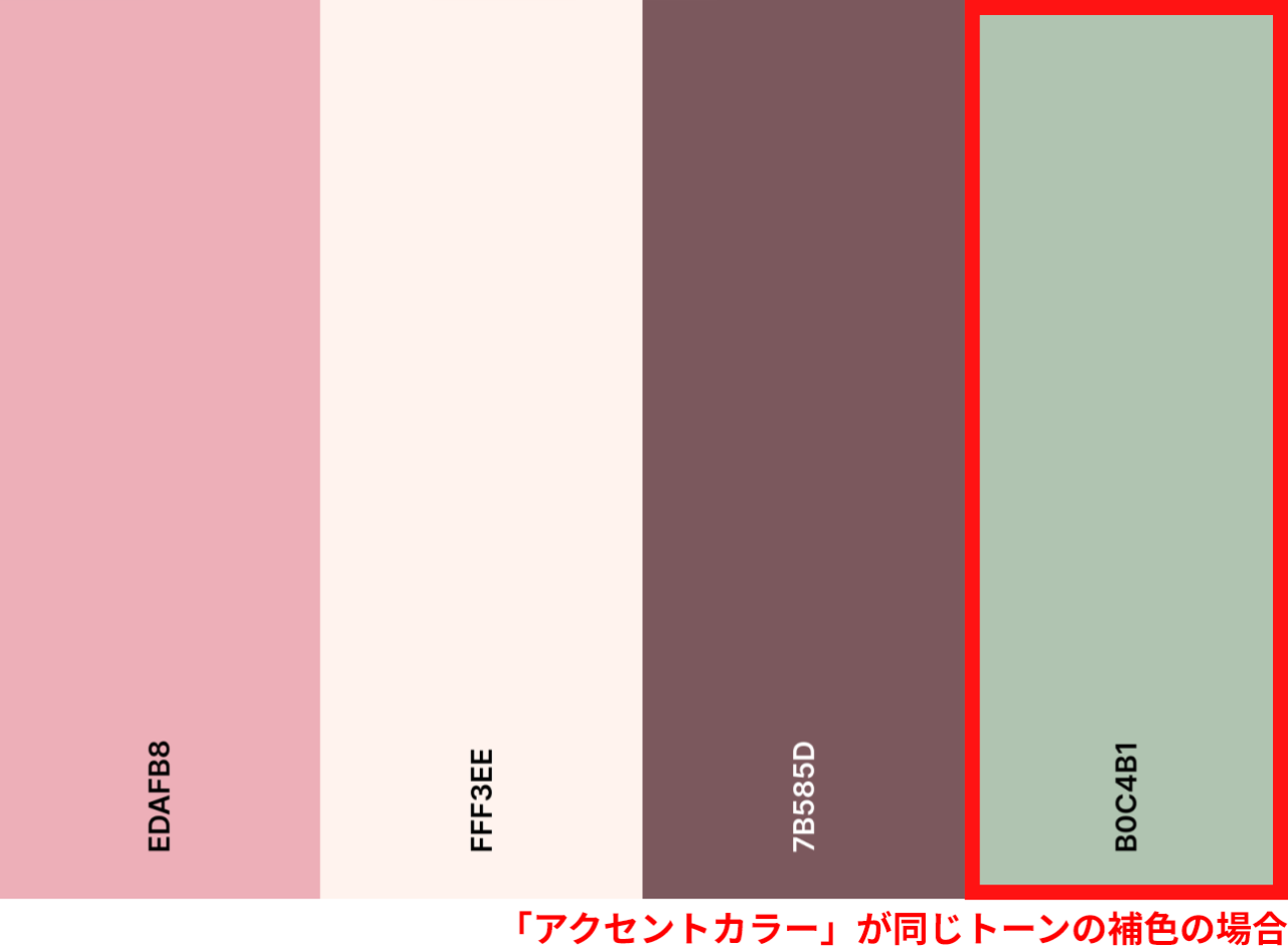 淡い色が「メインカラー（ダーク）」の場合の配色例